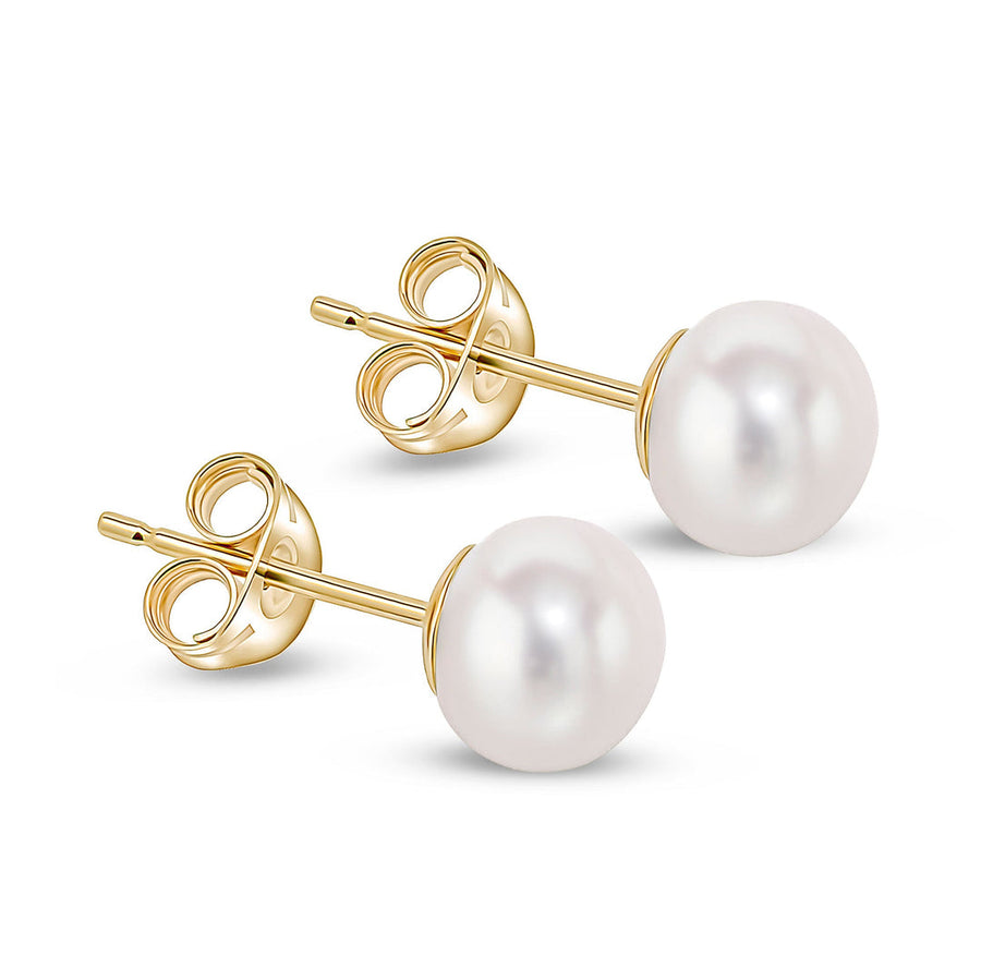 9ct Yellow Gold Pearl Stud Earrings 6.5mm