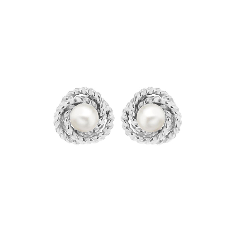 Silver Pearl Knot Earrings
