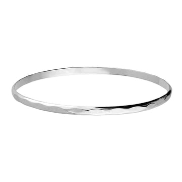 Sterling Silver Solid Faceted Bangle