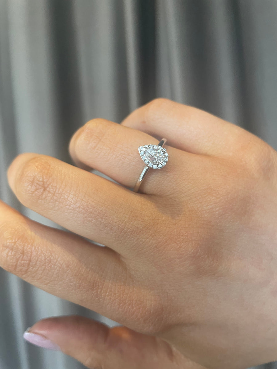 Diamond Pear Halo Ring