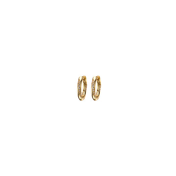 Mary-K - Gold Scattered Pave Huggie Earrings
