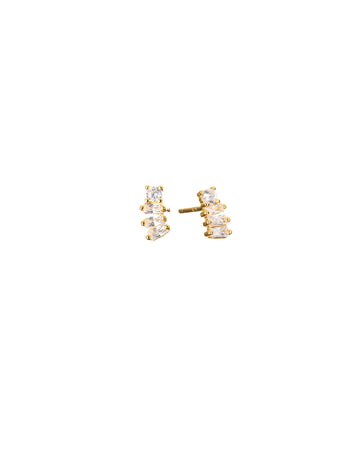 Mary-K - Gold Baguette Stud Earrings