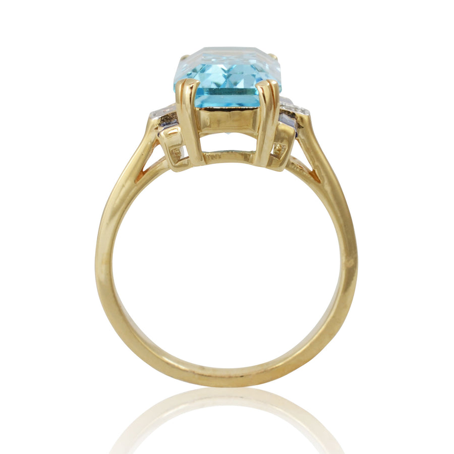 Blue Topaz, Sapphire & Diamond Ring