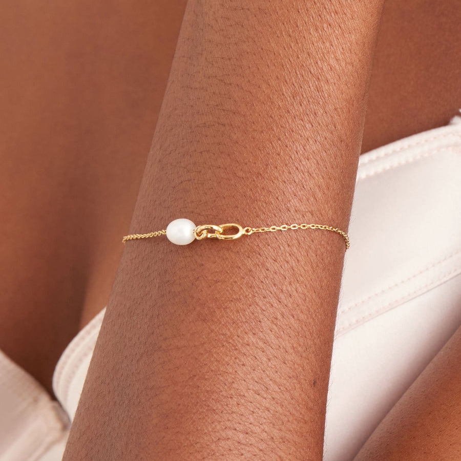 Ania Haie - Gold Pearl Link Chain Bracelet