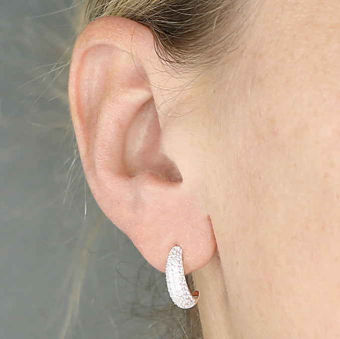 Silver Cz J-Hoop Earrings
