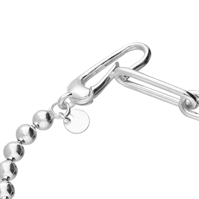 Sterling Silver Paperclip Chain and Ball Bracelet