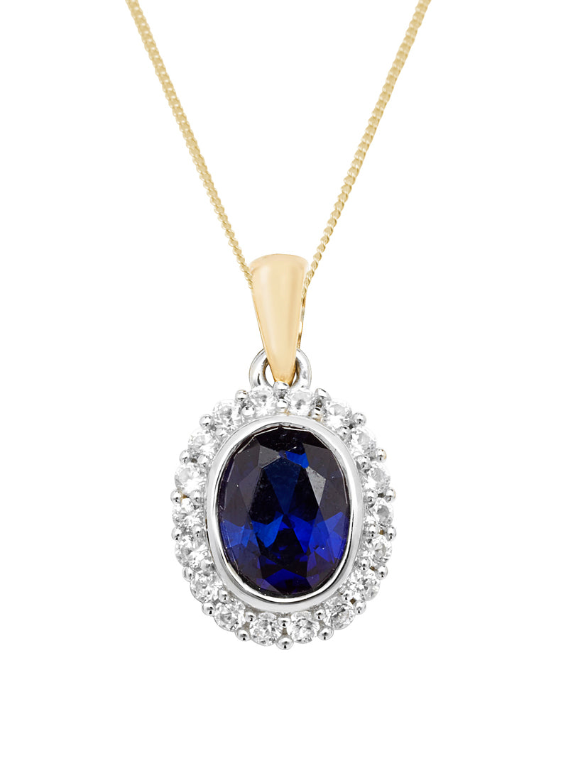 Gold necklace sapphire deals