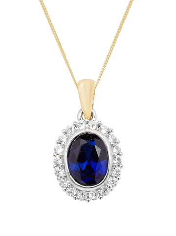 9ct Yellow Gold Created Sapphire Necklace