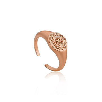 Ania Haie - Rose Gold Emblem Adjustable Signet Ring