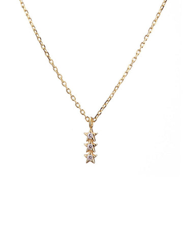 Mary-K - Gold 3 star CZ Necklace