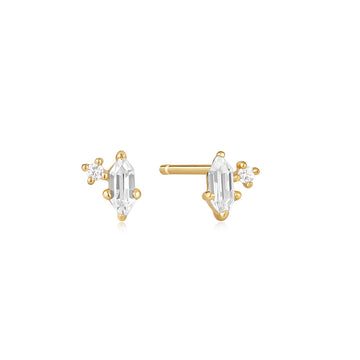 Ania Haie - Gold Sparkle Emblem Stud Earrings