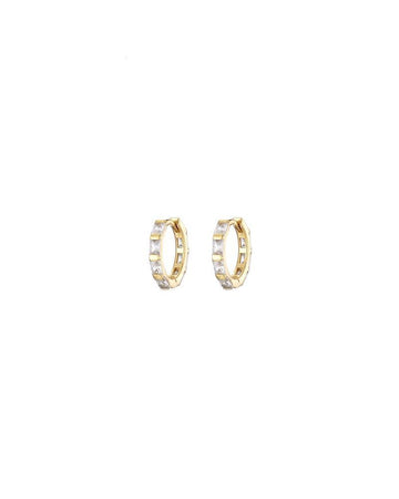 Mary-K - Gold Crystal Huggie Earrings