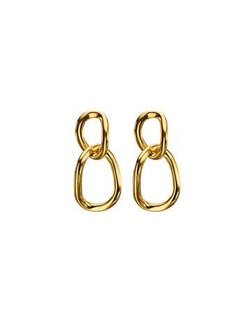 Mary-K - Gold Chunky 2 Oval Drop Earrings