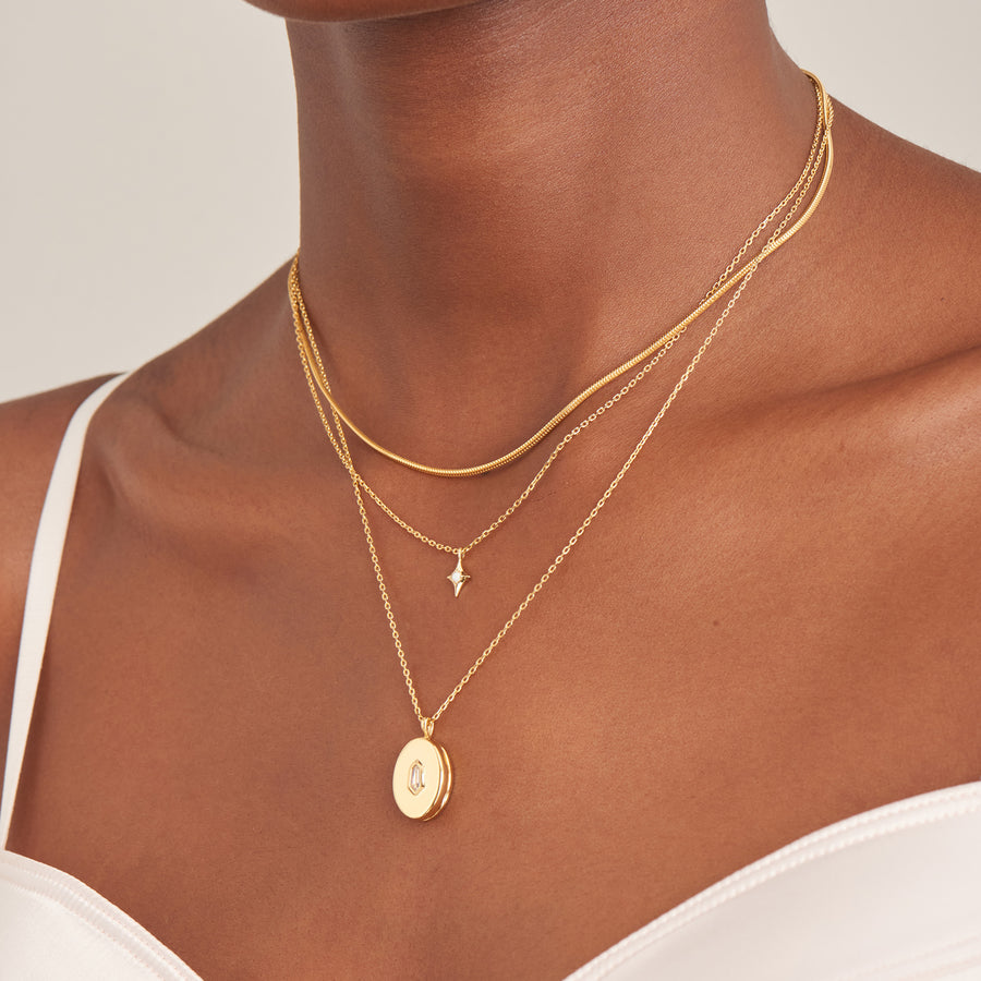 Ania Haie - Gold Sparkle Locket Pendant Necklace