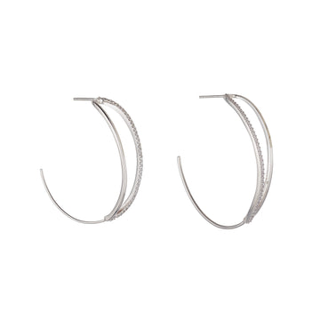Sterling Silver Large CZ Hoops