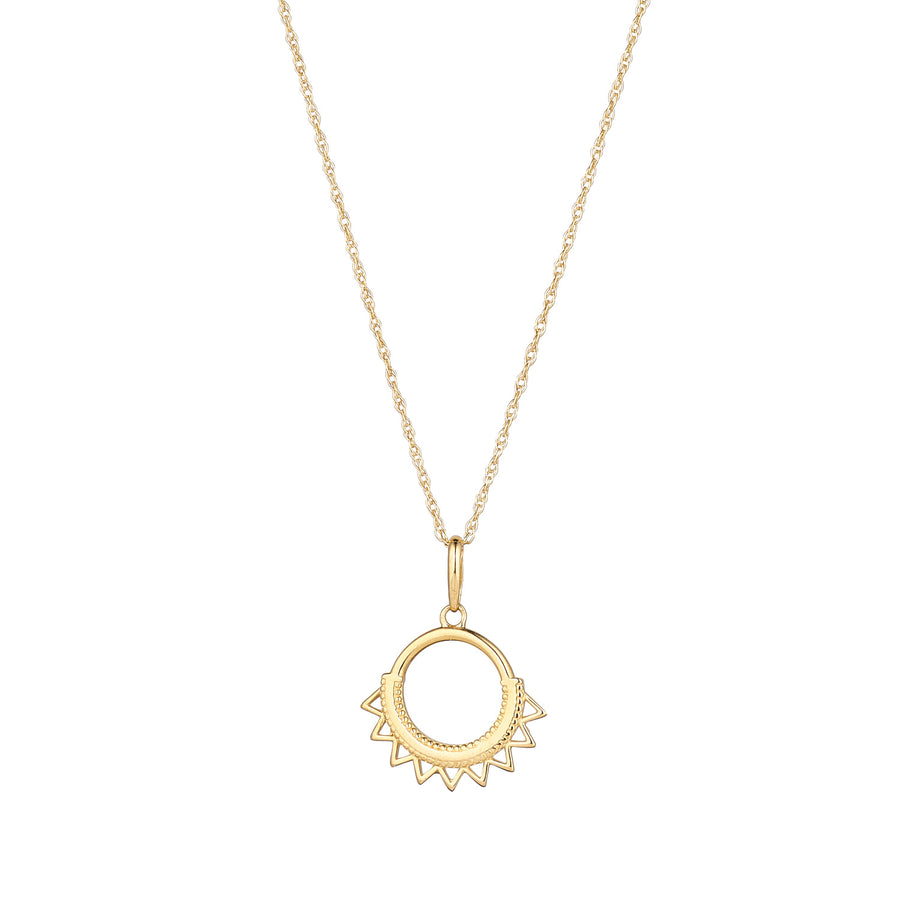 9ct Gold Spike Edge Circle Necklace