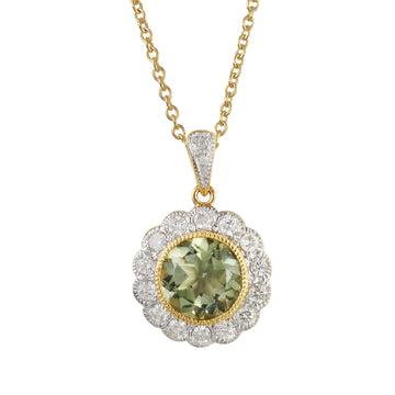 Green Amethyst & Diamond Necklace