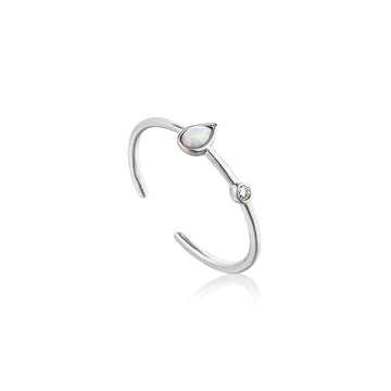 Ania Haie - Opal Colour Raindrop Adjustable Silver Ring