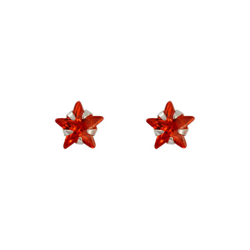 Sterling Silver Orange Star Earrings