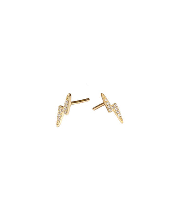 Mary-K - Gold Pave Tiny Bolt Stud Earrings