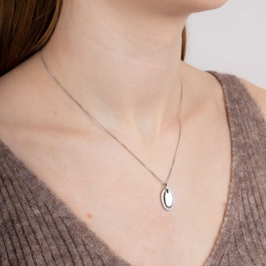 Fiorelli - Oval Floating Disc Pendant With CZ