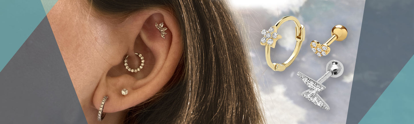 Cheap Womens 3 Colors Metal Cartilage Studs Flower Diamond Helix Cartilage  Earrings Piercing Jewelry  Joom