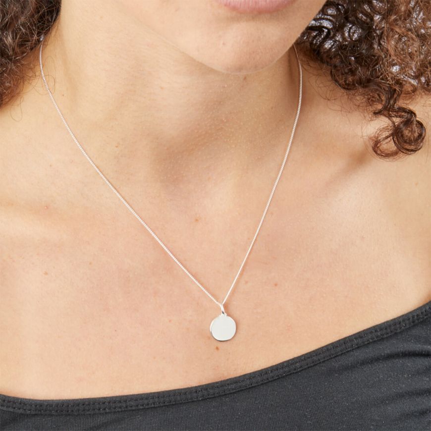 Sterling Silver Round Disc Necklace