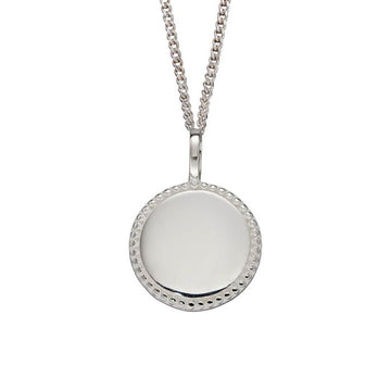 Sterling Silver Round Milgrain Disc Necklace