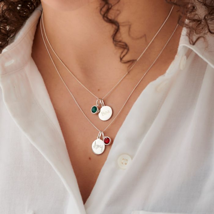 Sterling Silver Round Disc Necklace