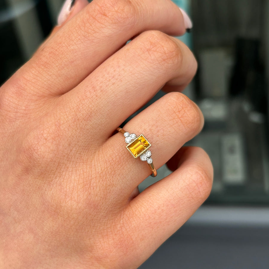 Citrine & Diamond Ring