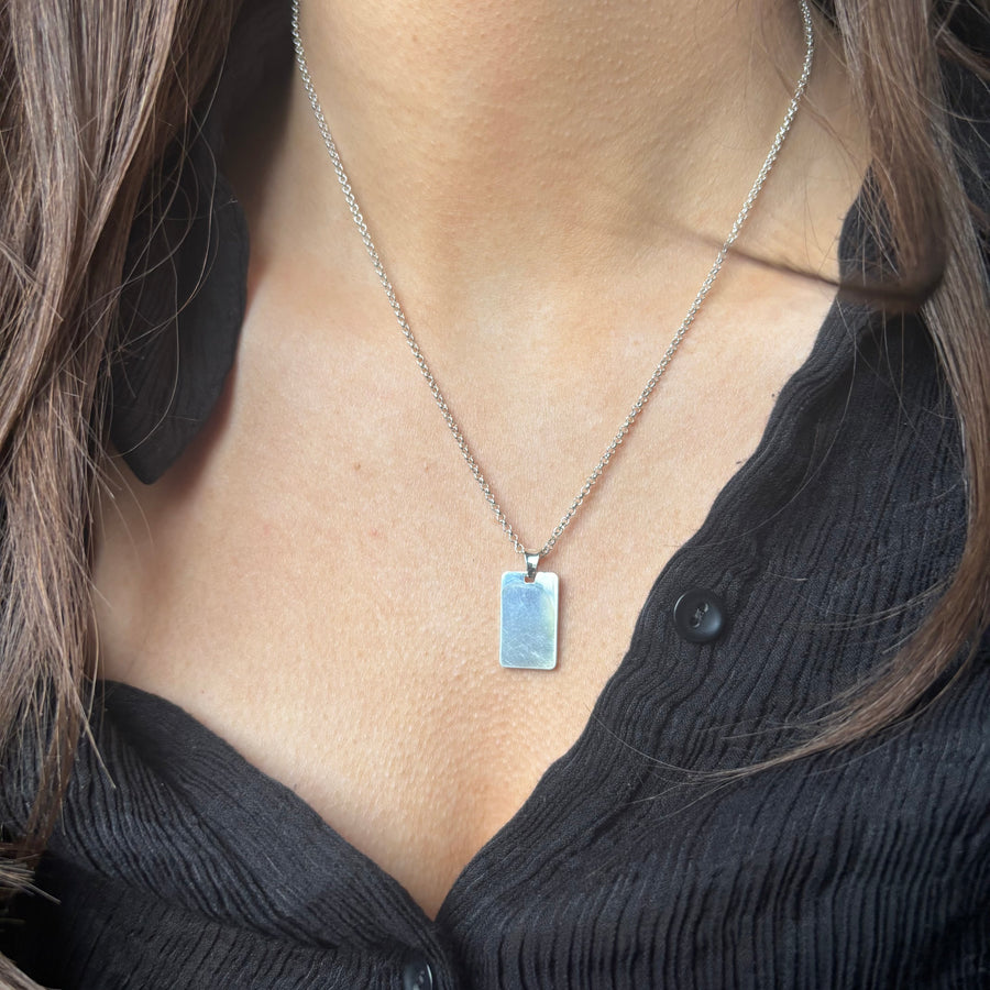 Sterling Silver Tag Necklace
