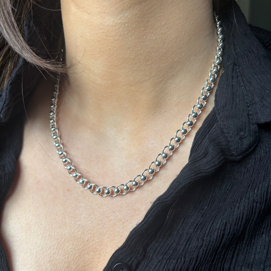 Silver Rollerball Necklace