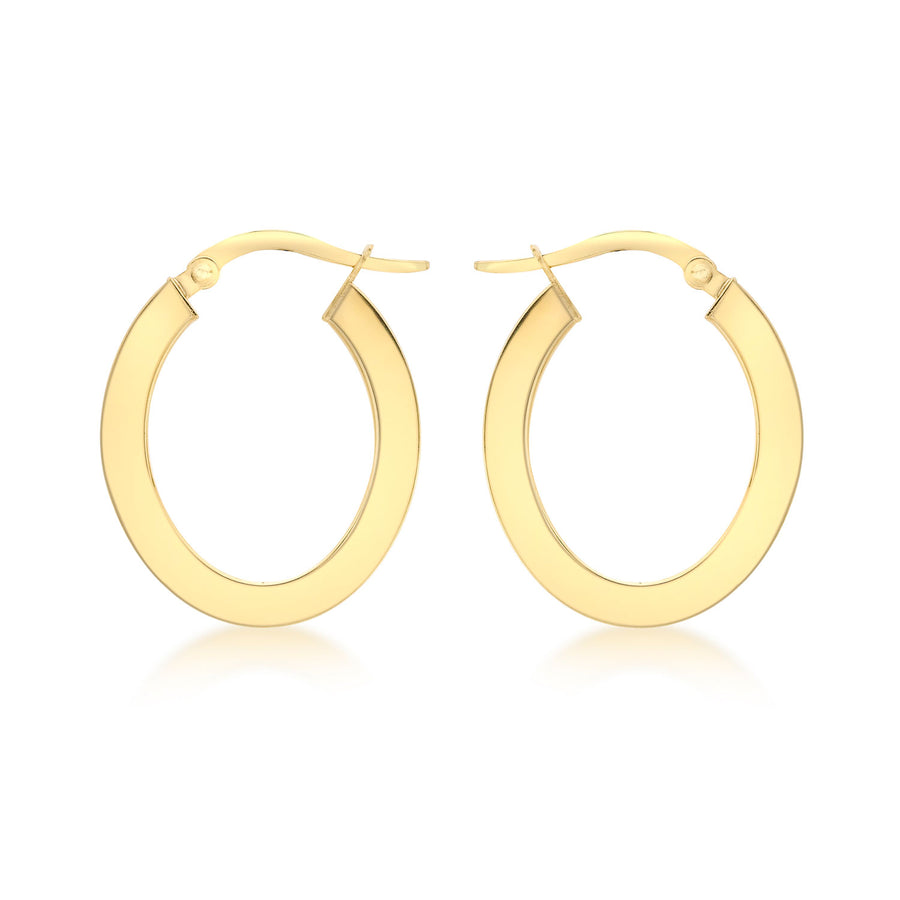 9ct Flat Oval Hoop Earrings
