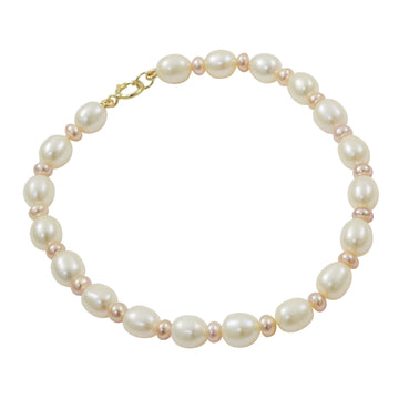 9ct Gold White & Pink Pearl Bracelet