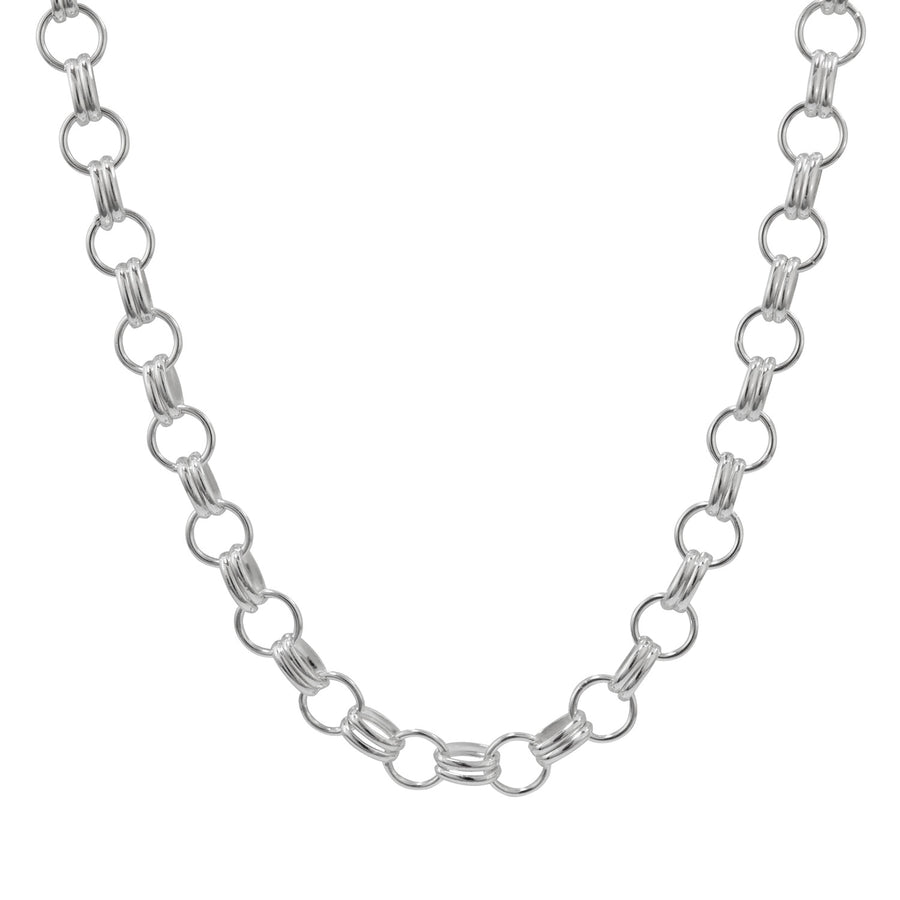 Silver Round and Double Oval Link Necklace