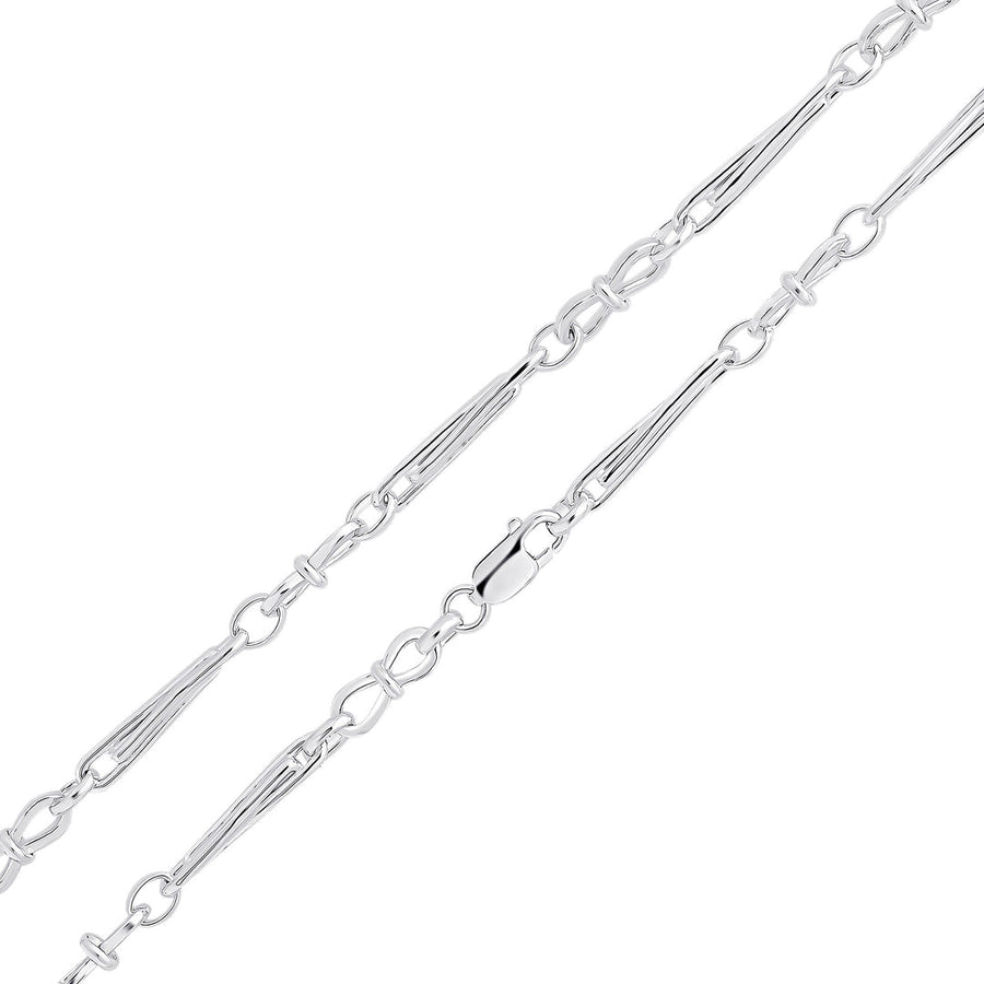 Silver Infinity Trombone Link Necklace