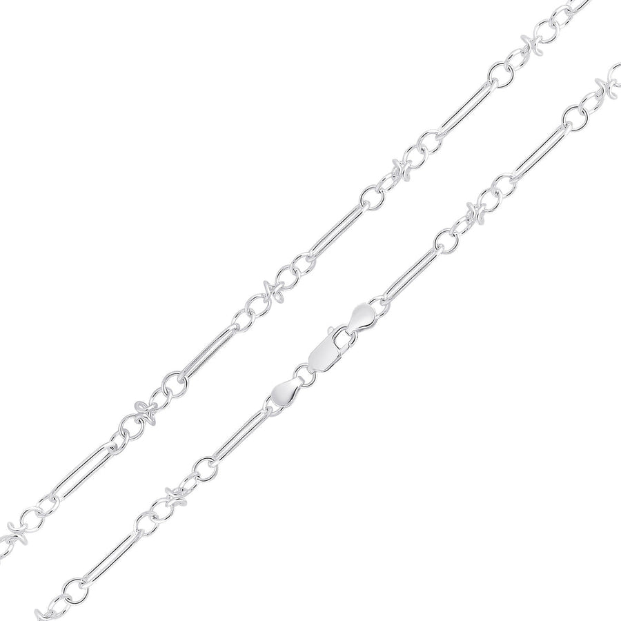 Silver Long Oval Knot Link Necklace