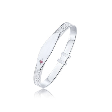 Silver Celtic Pink CZ Baby Bangle