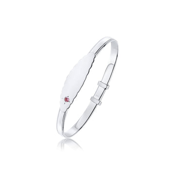 Silver Pink CZ Baby Bangle