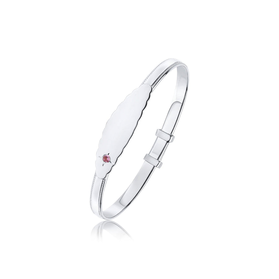 Silver Pink CZ Baby Bangle