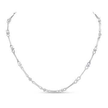 Silver Pinch Bar Knot Link Necklace