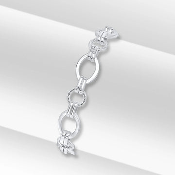 Silver Round and Double Oval Link Bracelet
