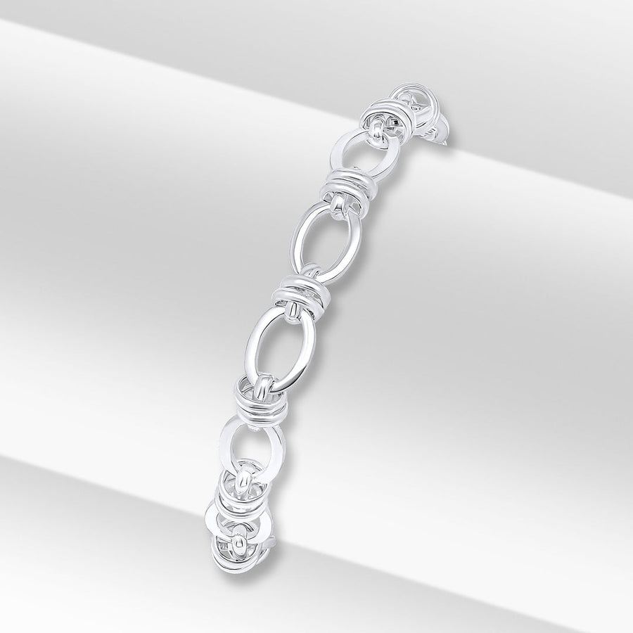 Silver Square Oval Link Bracelet