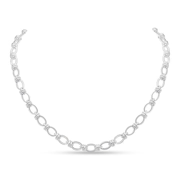 Silver Square Oval Link Necklace
