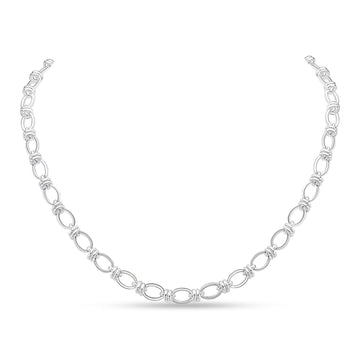 Silver Square Oval Link Necklace