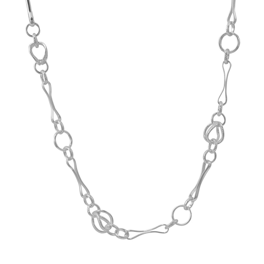 Silver Twist Circles Link Necklace