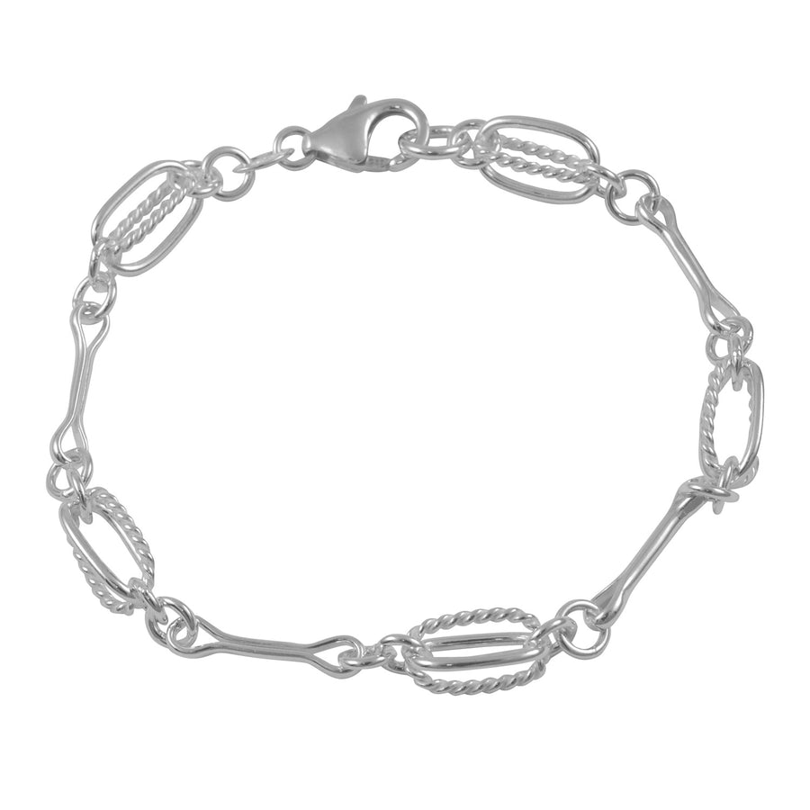 Silver Pinch Pin Cage Link Bracelet