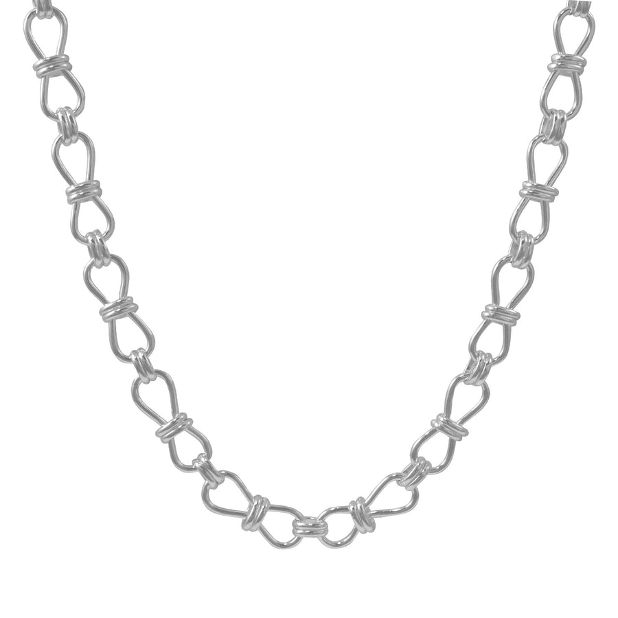 Silver Bow Tie Link Necklace