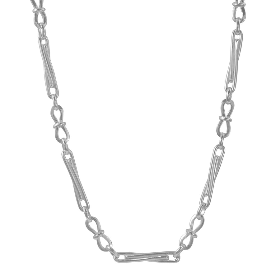 Silver Infinity Trombone Link Necklace