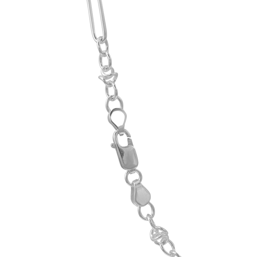 Silver Long Oval Knot Link Necklace